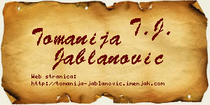 Tomanija Jablanović vizit kartica